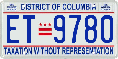 DC license plate ET9780
