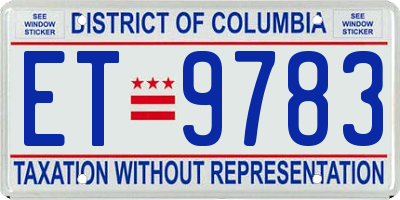 DC license plate ET9783