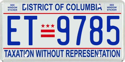 DC license plate ET9785