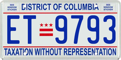 DC license plate ET9793