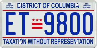 DC license plate ET9800