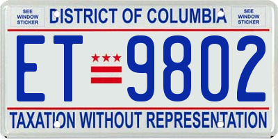 DC license plate ET9802