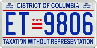 DC license plate ET9806