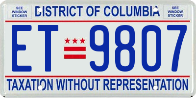 DC license plate ET9807