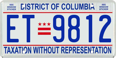 DC license plate ET9812