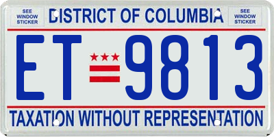 DC license plate ET9813