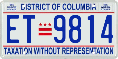 DC license plate ET9814