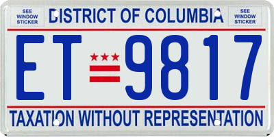 DC license plate ET9817