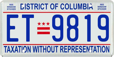 DC license plate ET9819