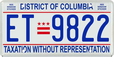 DC license plate ET9822