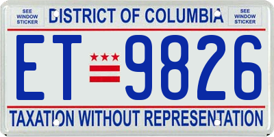 DC license plate ET9826