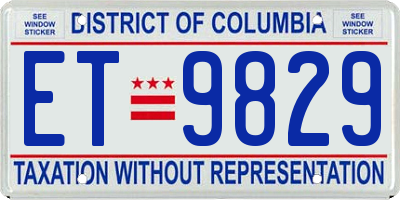 DC license plate ET9829