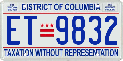 DC license plate ET9832
