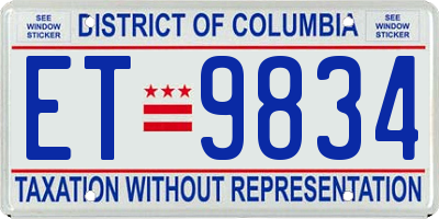 DC license plate ET9834