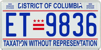 DC license plate ET9836