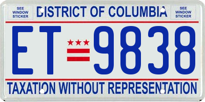DC license plate ET9838
