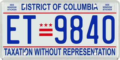 DC license plate ET9840