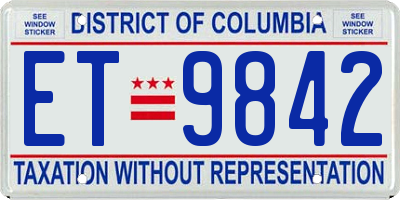 DC license plate ET9842