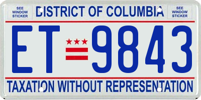 DC license plate ET9843