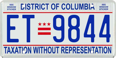 DC license plate ET9844