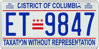DC license plate ET9847