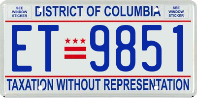 DC license plate ET9851