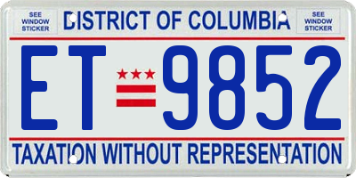 DC license plate ET9852