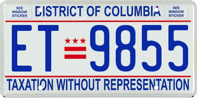 DC license plate ET9855