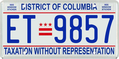 DC license plate ET9857