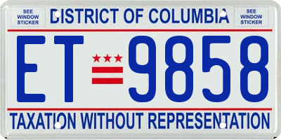 DC license plate ET9858
