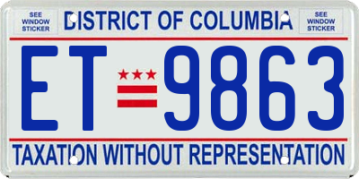 DC license plate ET9863