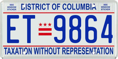 DC license plate ET9864