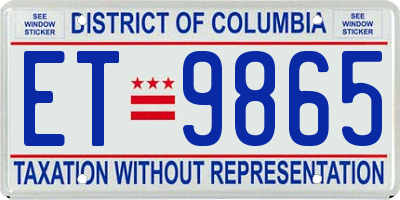 DC license plate ET9865