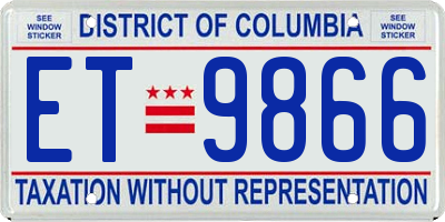 DC license plate ET9866