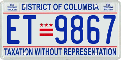 DC license plate ET9867
