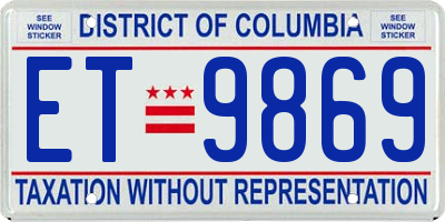 DC license plate ET9869