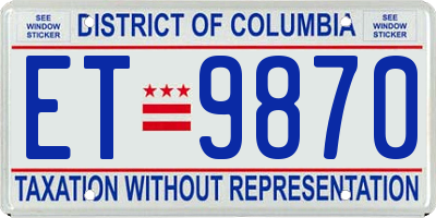DC license plate ET9870