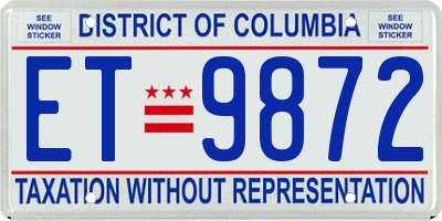 DC license plate ET9872