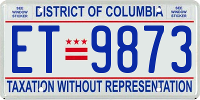 DC license plate ET9873