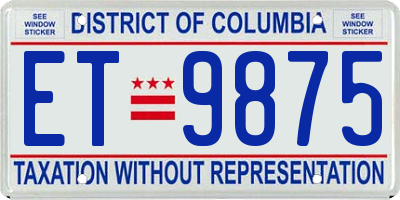 DC license plate ET9875