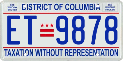 DC license plate ET9878