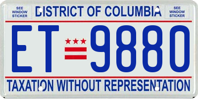 DC license plate ET9880