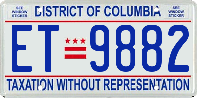 DC license plate ET9882