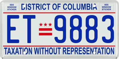 DC license plate ET9883