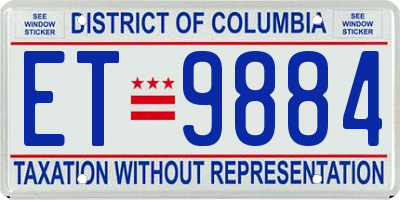 DC license plate ET9884