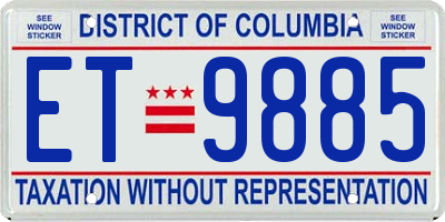 DC license plate ET9885