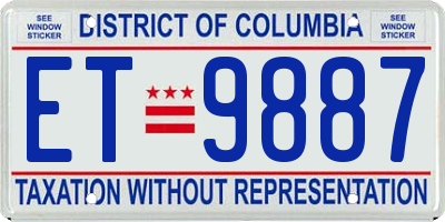 DC license plate ET9887