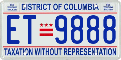DC license plate ET9888