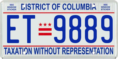 DC license plate ET9889