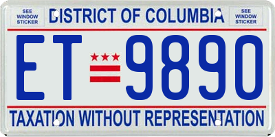 DC license plate ET9890
